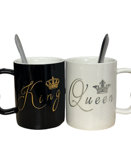 Set cadou 2 căni cu linguriță King+Queen