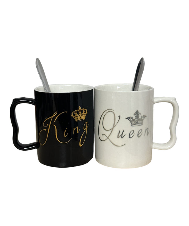 Set cadou 2 căni cu linguriță King+Queen