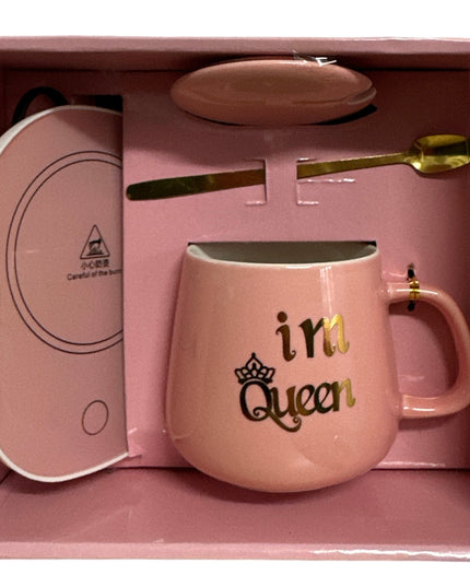 Set cadou cană Im Queen cu capac , linguriță și încălzitor 901-35