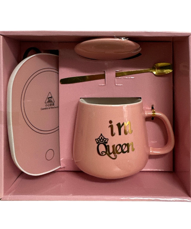 Set cadou cană Im Queen cu capac , linguriță și încălzitor 901-35
