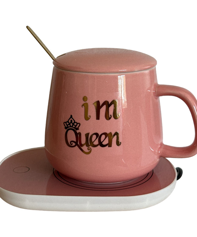 Set cadou cană Im Queen cu capac , linguriță și încălzitor 901-35