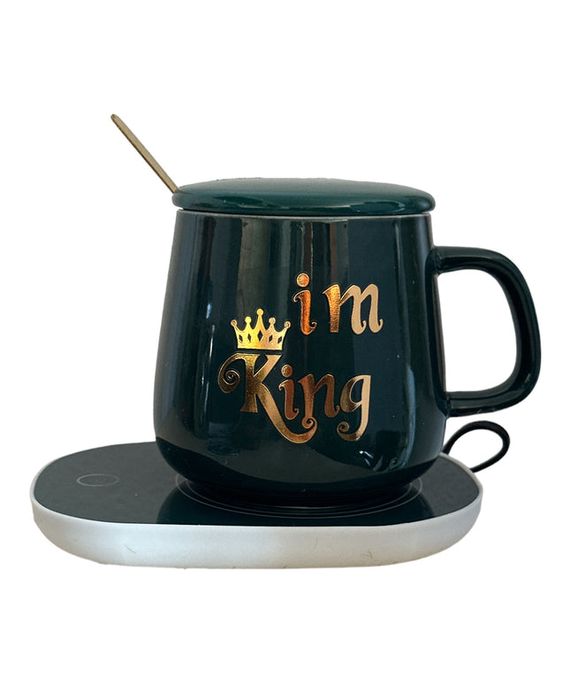 Set cadou cană King cu capac , linguriță și încălzitor 901-35