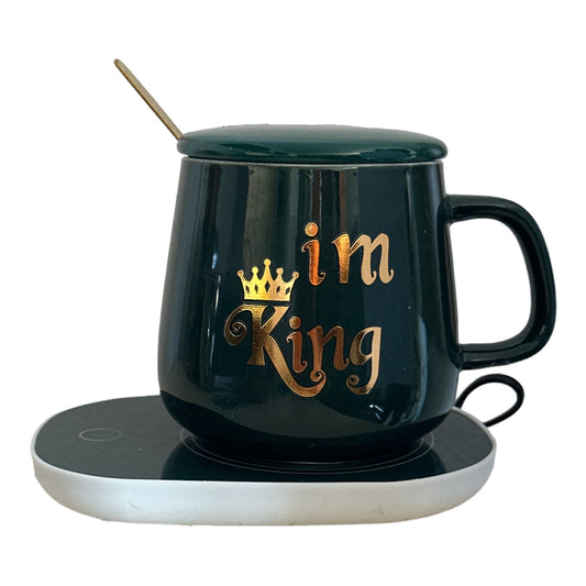 Set cadou cană King cu capac , linguriță și încălzitor 901-35