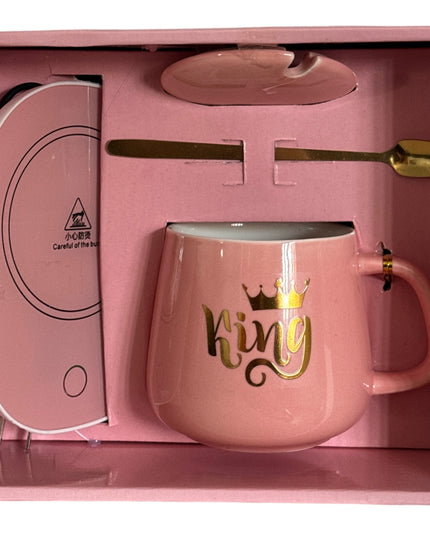 Set cadou cană King cu capac , linguriță și încălzitor 901-35