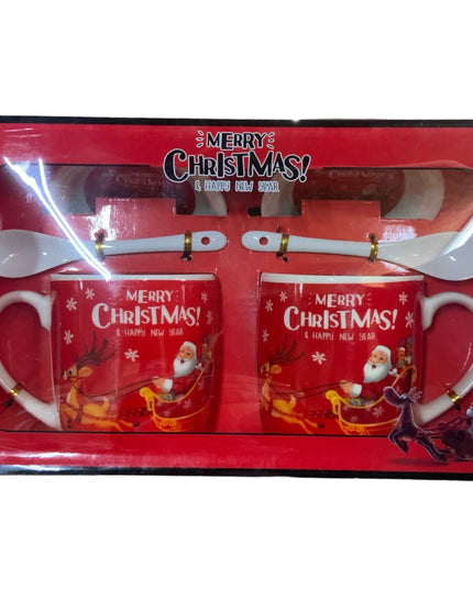 Set cadou Crăciun 2 căni cu capac și linguriță HK1722-B
