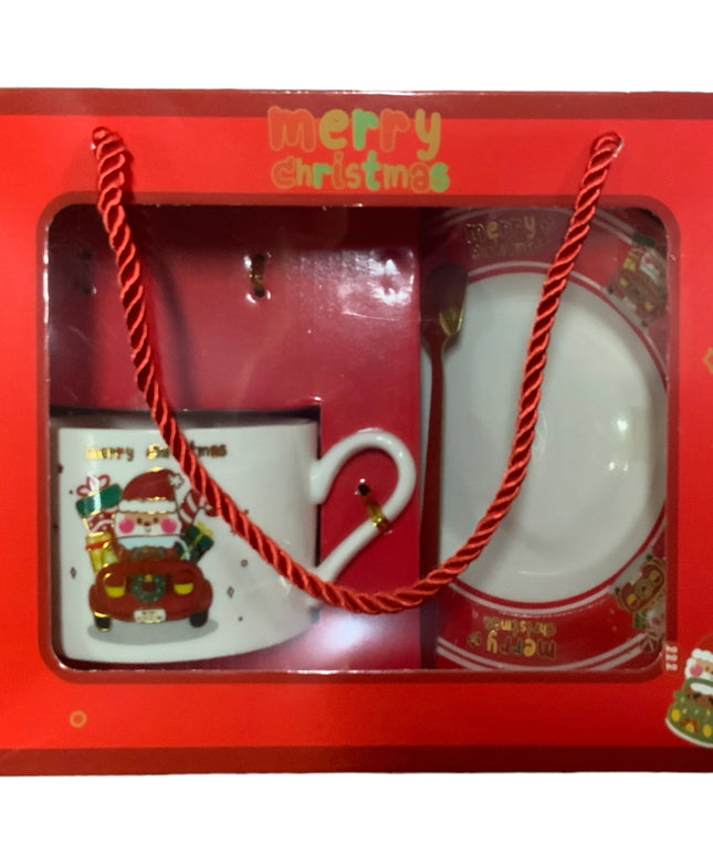 Set cadou Crăciun ceașcă și farfurie cu linguriță HM184-B
