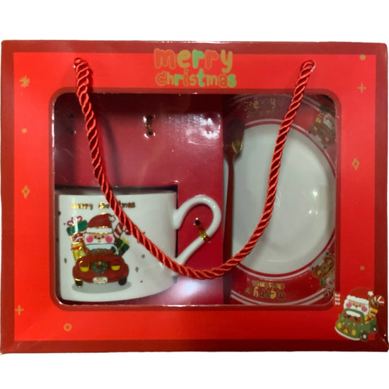 Set cadou Crăciun ceașcă și farfurie cu linguriță HM184-B