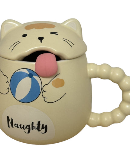 Set cană ceramică cu capac și linguriță Pisicuță 928-1