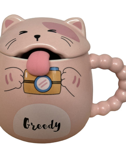 Set cană ceramică cu capac și linguriță Pisicuță 928-1