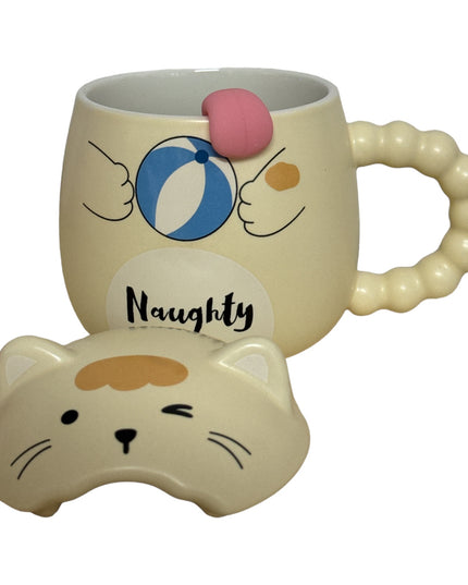 Set cană ceramică cu capac și linguriță Pisicuță 928-1