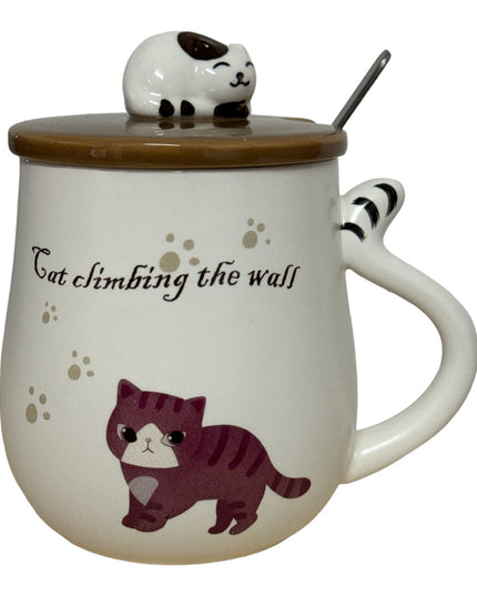 Set cană cu capac și linguriță Cat