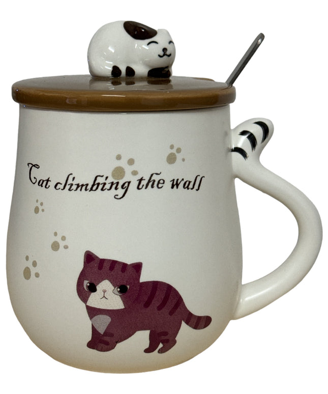 Set cană cu capac și linguriță Cat