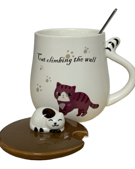 Set cană cu capac și linguriță Cat