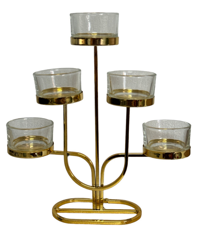 Suport lumânare metal 5 brațe cu ambalaj cadou DL2274  22x20cm