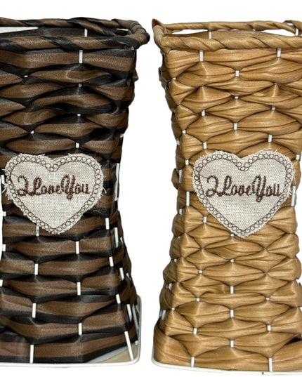 Suport flori metal cu imitație Ratan. 22cm