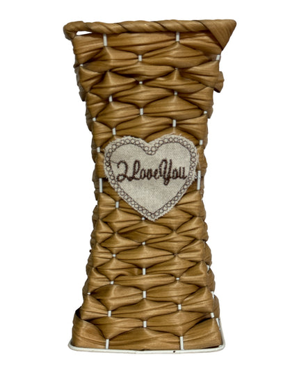 Suport flori metal cu imitație Ratan. 22cm