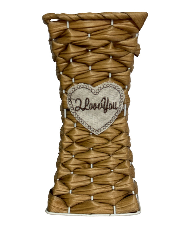 Suport flori metal cu imitație Ratan. 22cm