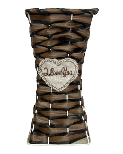 Suport flori metal cu imitație Ratan. 22cm