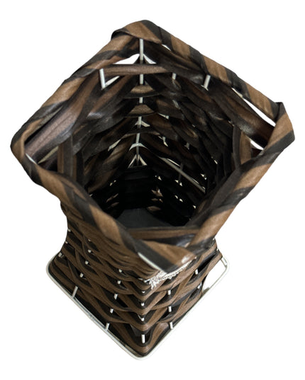 Suport flori metal cu imitație Ratan. 22cm