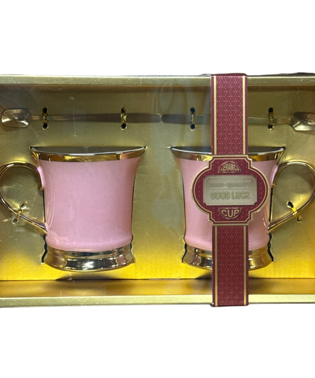 Set cadou 2 căni cu linguriță metal 307