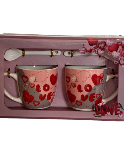 Set cadou 2 căni cu linguriță Love
