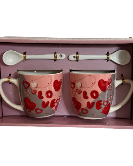 Set cadou 2 căni cu linguriță Love