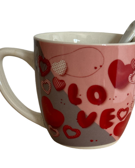 Set cadou 2 căni cu linguriță Love