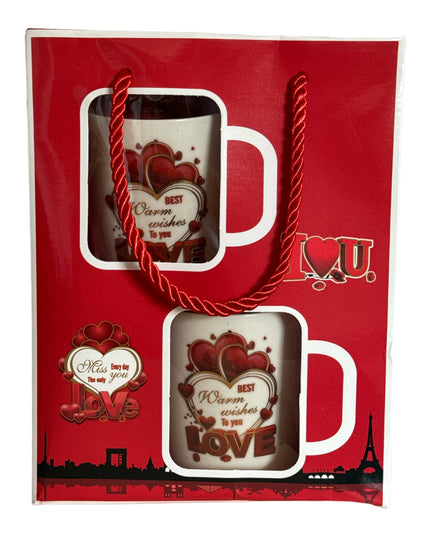 Set cadou 2 căni cu lingurițe Love