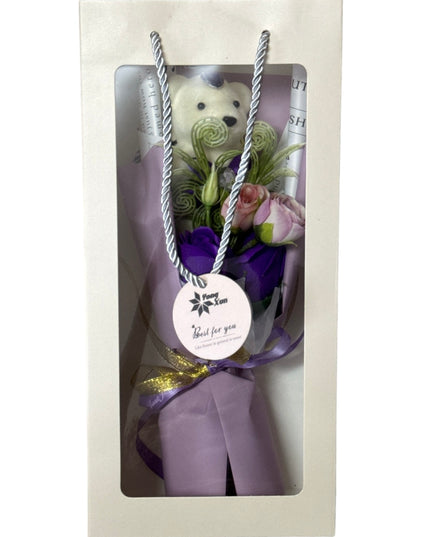 Buchet trandafiri săpun cu Ursuleț 32cm 935-3