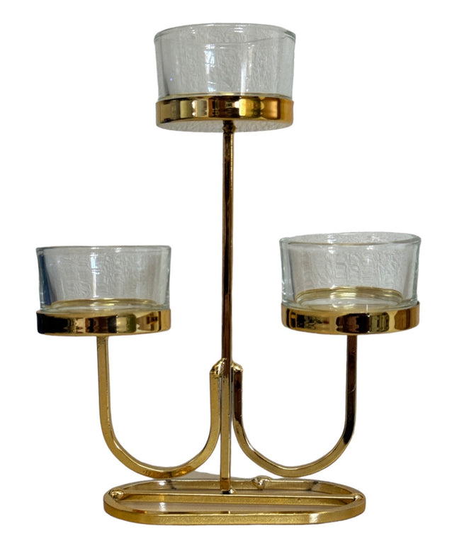 Suport lumânare metal 3 brațe cu ambalaj cadou DL2271 18x15cm