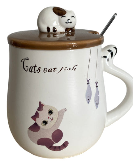 Set cană cu capac și linguriță Cat