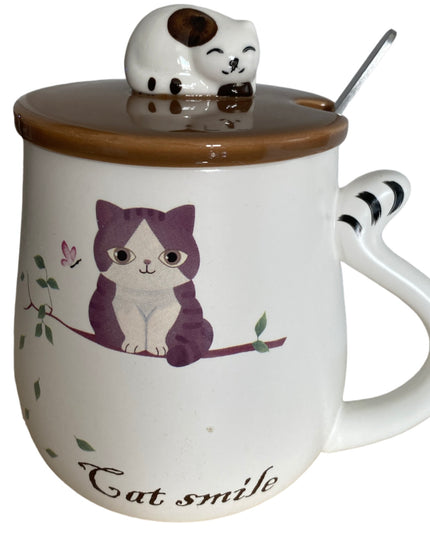 Set cană cu capac și linguriță Cat