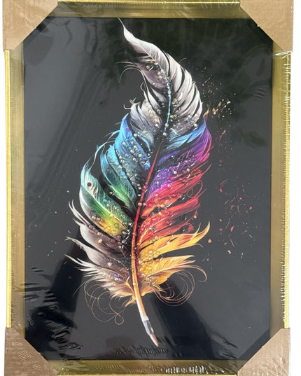 Tablou cristale 3D Pană Color cu ramă aurie 40×30cm cod1115-1
