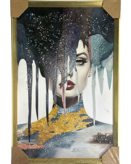 Tablou cristale 3D Portret Glam cu ramă aurie 60x40cm cod1115-3