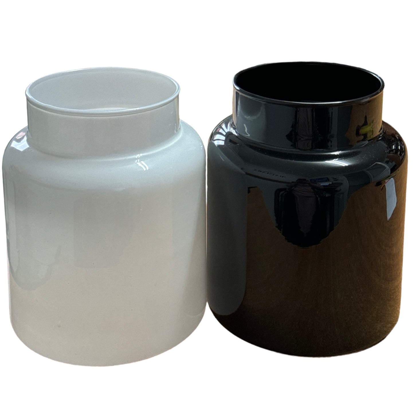 Vază sticlă alb/negru 945-6. 19cm