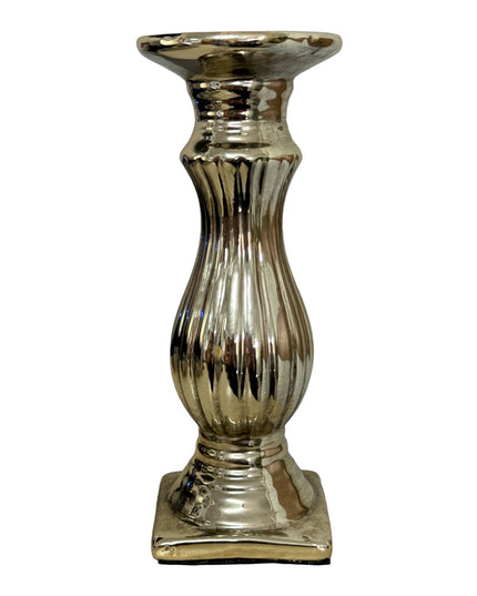 Suport lumânare ceramic argintiu Vintage 20cm