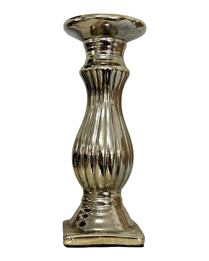 Suport lumânare ceramic argintiu Vintage 20cm