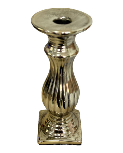 Suport lumânare ceramic argintiu Vintage 20cm
