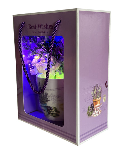 Set cadou cană cu linguriță și buchet cu lumini HM35