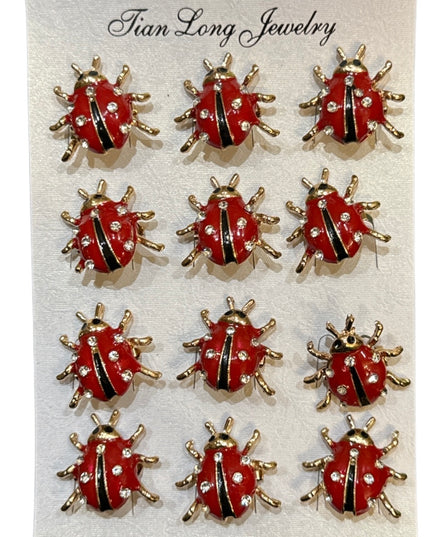 Mărțișor broșă metal Buburuză 12/set