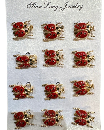 Mărțișor broșă metal Buburuză 12/set