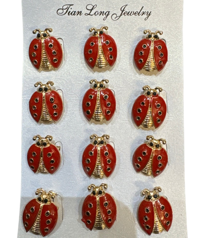 Mărțișor broșă metal Buburuză 12/set