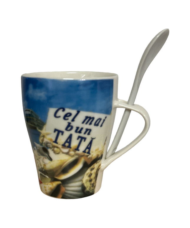 Cană cu linguriță și dedicații B