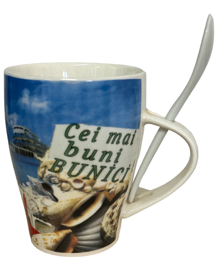 Cană cu linguriță și dedicații B