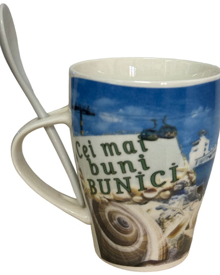 Cană cu linguriță și dedicații B