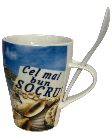 Cană cu linguriță și dedicații B