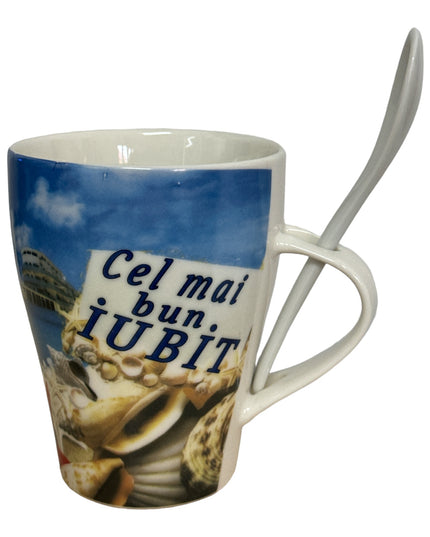 Cană cu linguriță și dedicații B