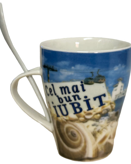 Cană cu linguriță și dedicații B