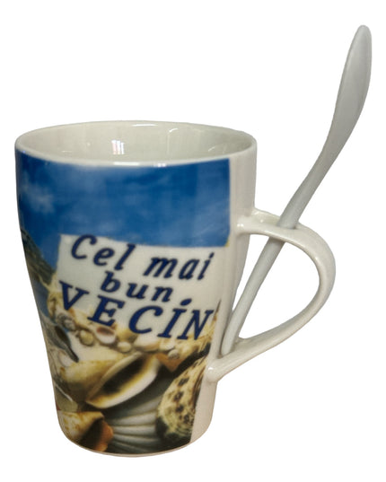 Cană cu linguriță și dedicații B