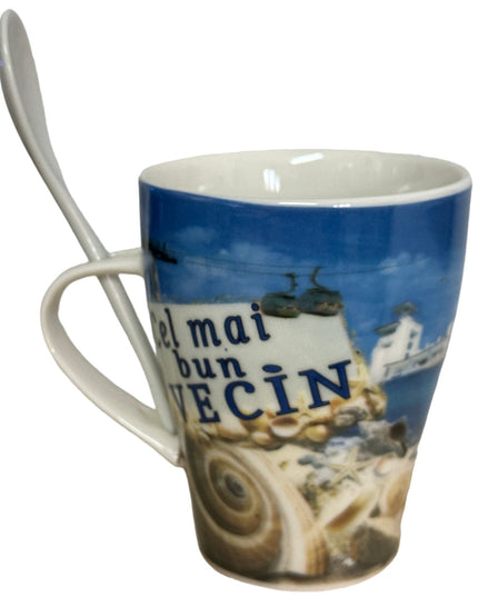 Cană cu linguriță și dedicații B